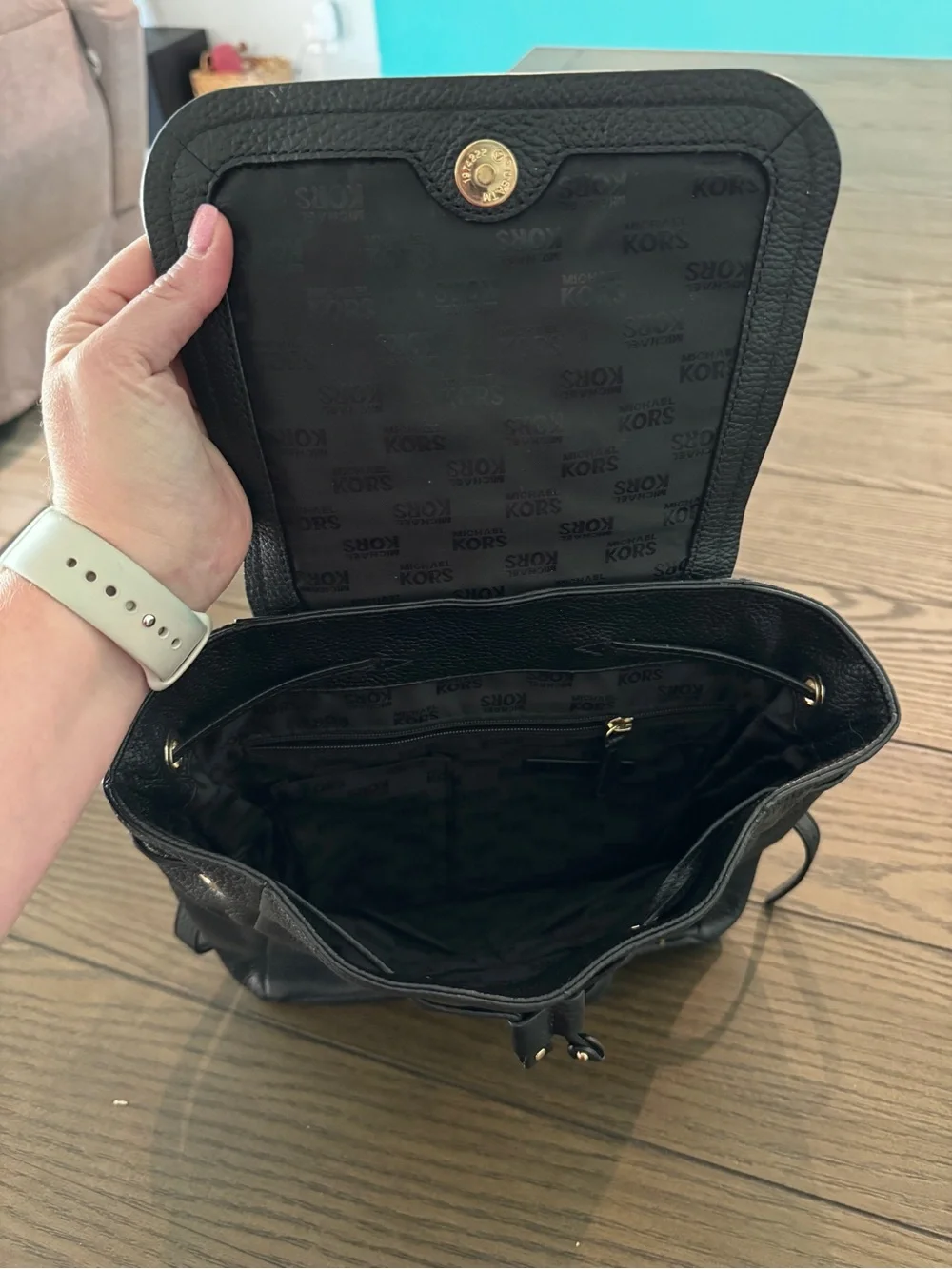 Michael Kors Black Leather Backpack